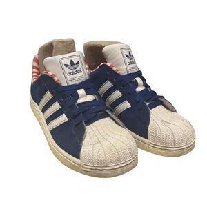 Adidas Superstar II Navy Blue Suede White Stripes Red Blue G96116 Rare VTG Look